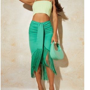 Bring green midi skirt from PrettyLittleThing